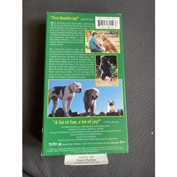Homeward Bound: The Incredible Journey (VHS, 1993) Family Kid Movie - Picture 3 of 7